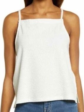 madewell seersucker ivory apron tank top cami size s